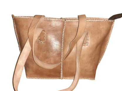 Bolso Mujer  Vacuno hilo blanco Mediano-1