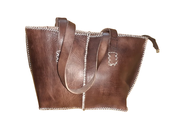 Bolso Mujer  Vacuno hilo blanco Mediano-3