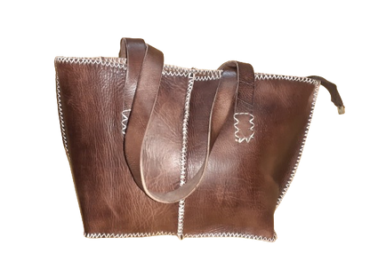 Bolso Mujer  Vacuno hilo blanco Mediano-3