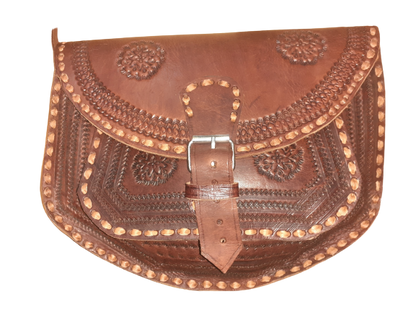 Bolso Ovalado Labrado Vacuno Hebilla-0