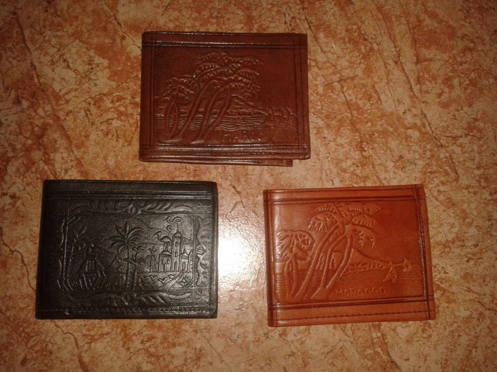 Cartera de cuero hombre labrada-0