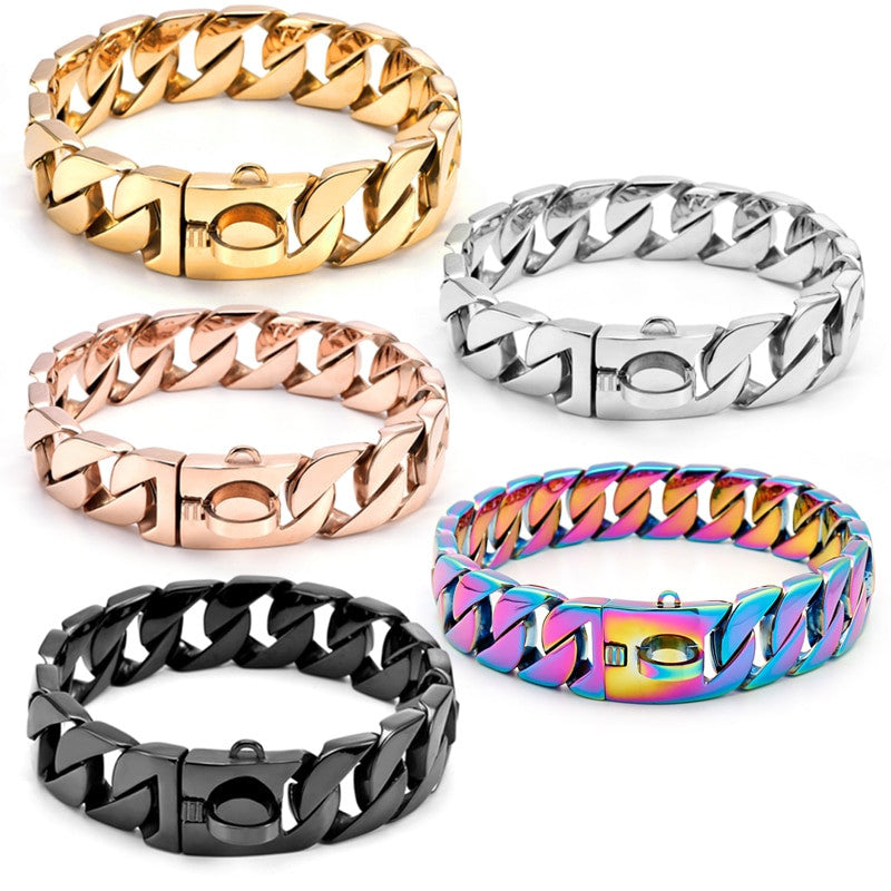 Strong Metal Dog Chain Collars-0